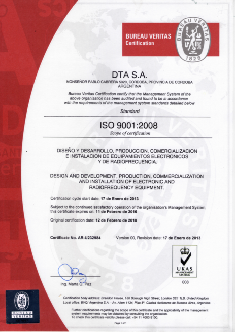 Certificado ISO 9001:2008 UKAS