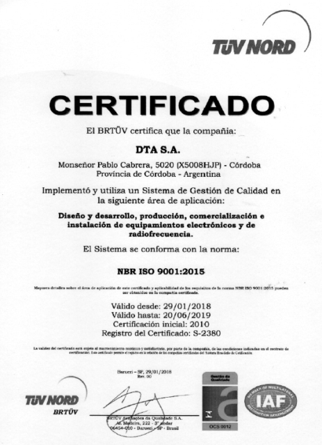 Certificado ISO 9001:2015